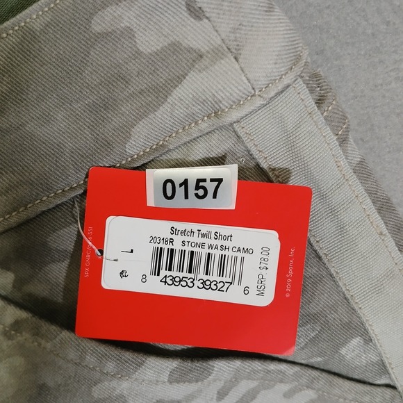 Spanx Women's Stone Wash Camo Stretch Twill Shorts W/Pockets 5" 20318R Large - Picture 16 of 16